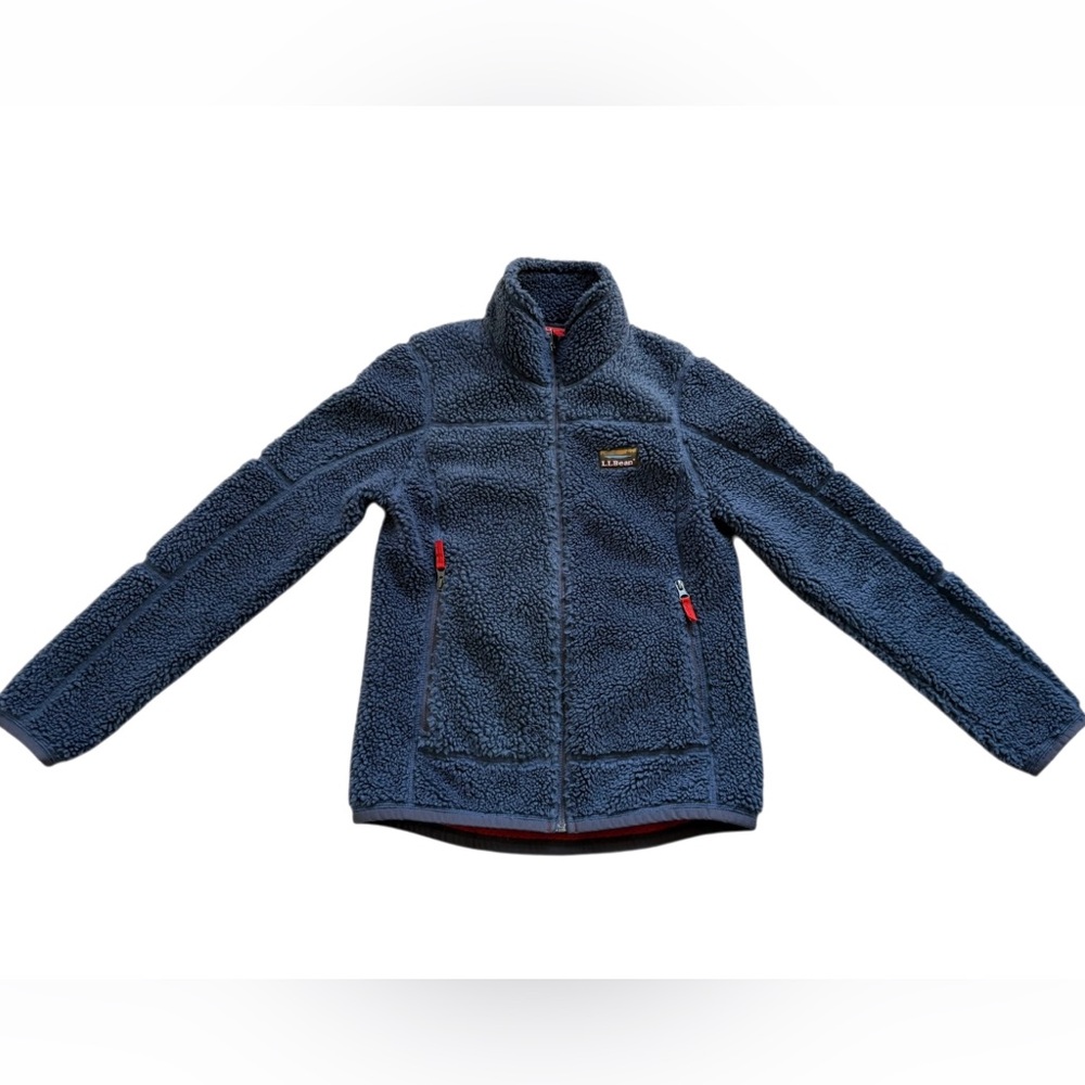 L.L. Bean Women’s Mountain Pile Fleece Jacket XS Blue Full Zip Sherpa Outdoor